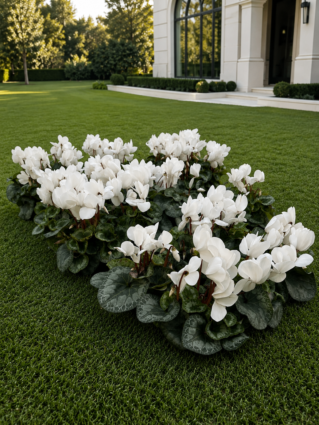 Formal entry landscape of a Houston estate